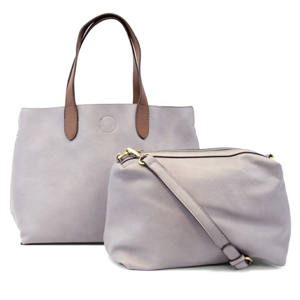 *SOLD* Grey Vegan Leather Mariah Medium Tote - Picture 4 of 6